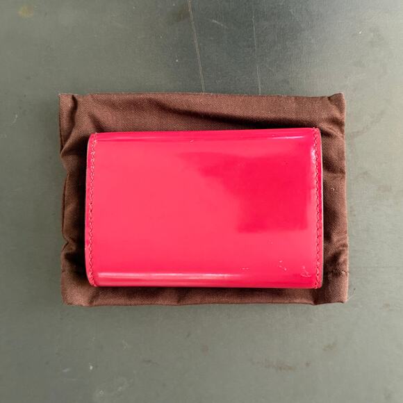 EUC Gucci Red Patent Key Case Chain Wallet Silver Dust bag cards Logo Pink - Picture 13 of 13